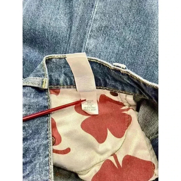 Vtg Lucky Brand 2/26 Denim Button Front Pencil Mini Skirt Blue Jean Medium Wash - Picture 4 of 9